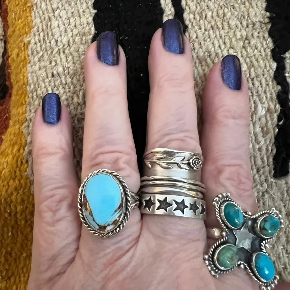 ❤️ Cotton Candy Kingman Turquoise 925 Navajo Southwestern Size 6.75 Ring 6.3 Gm